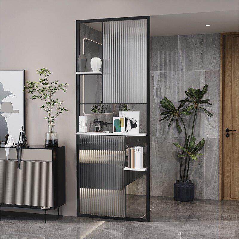 简约现代轻奢长虹玻璃屏风客厅入户洗手台铁艺不锈钢玄关隔断假墙