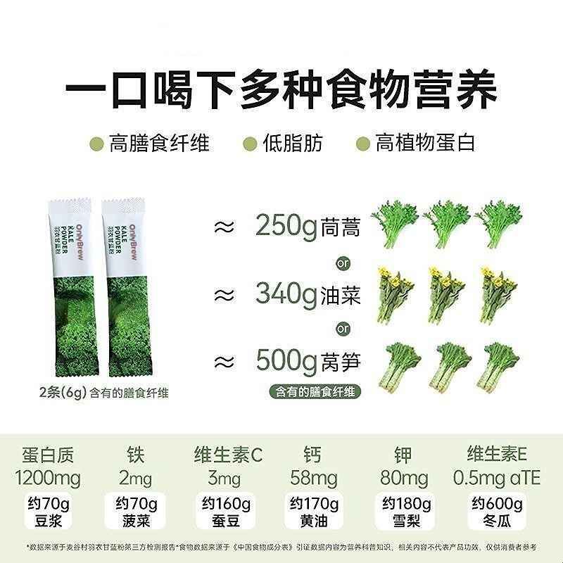 纯羽衣甘蓝粉高膳食纤维健身代餐饱腹羽衣甘蓝果蔬汁正品送杯子