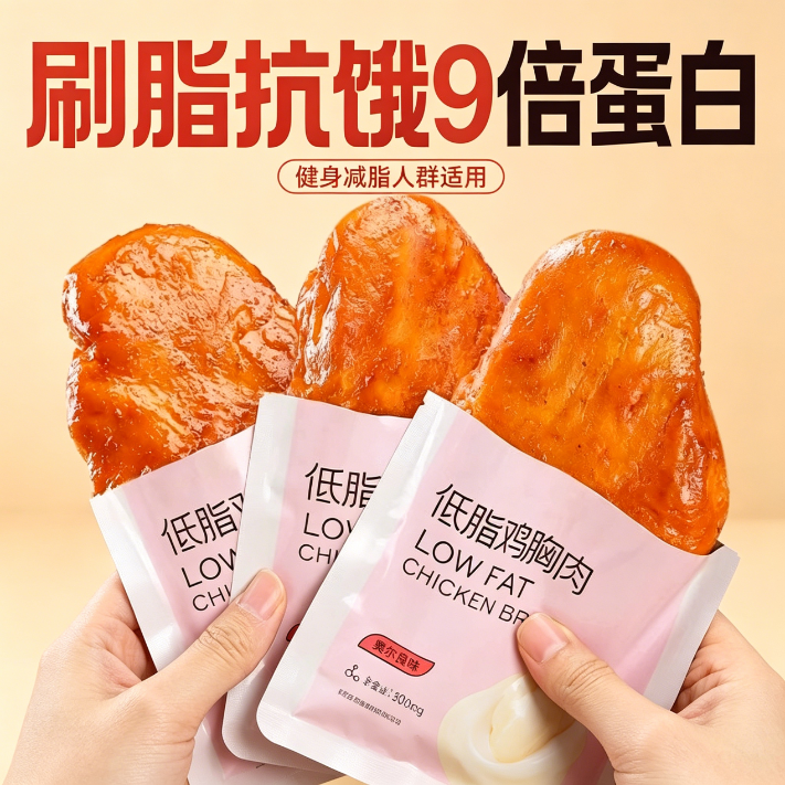 鸡胸肉减脂减餐肥0低脂肪开袋即食饱腹网红无糖无添加干燥几主食旅行居家专用方便食品鸡排自律便携轻食轻速食学生健身代餐宿舍