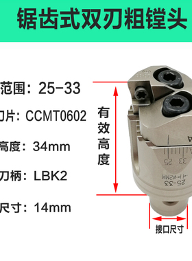 RBH双刃粗镗头 TCT锯齿式粗镗刀 可调式粗镗刀25/32/40/52/68-95