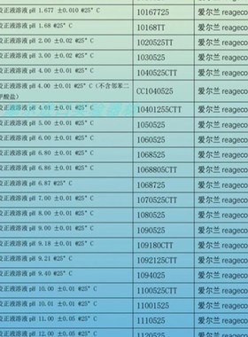 Reagecon PH校准液 PH1-PH12.45缓冲液500ml 仪器校正标准品 原装