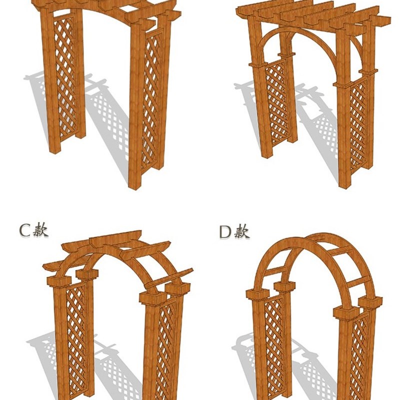 户外花园防腐拱门木门围栏护栏庭院篱笆铁艺碳化木网格栅栏樟子松