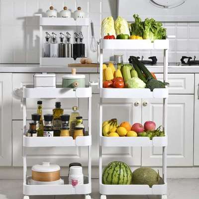 塑料带滑轮置物架家居多尺寸落地式小推车收纳架厨房浴室夹缝整理