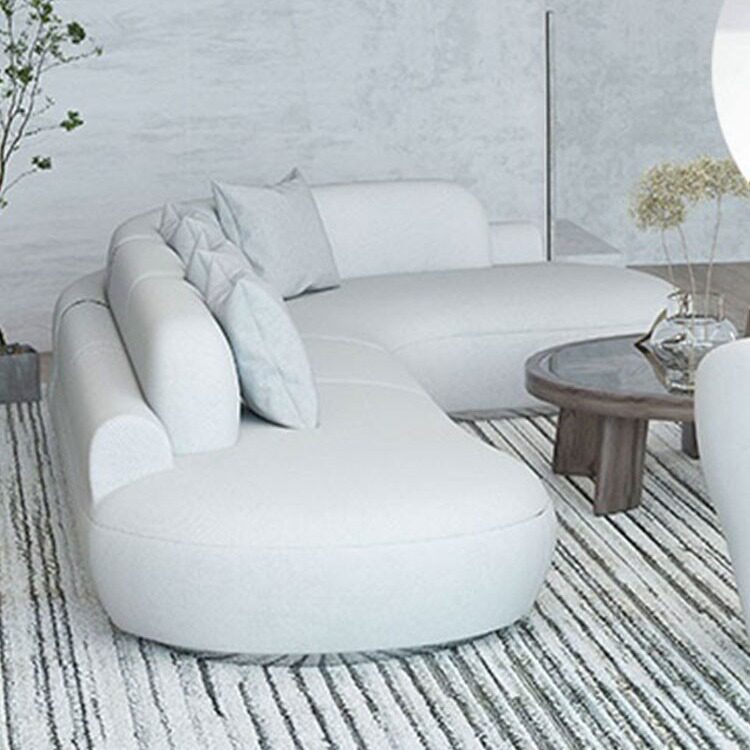 北欧轻奢弧形实木布艺沙发设计师客厅组合大小户型现代简约科技布