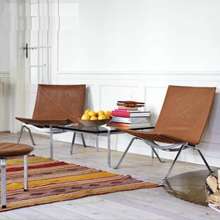 意式现代客厅沙发椅真皮中古单椅PK22休闲椅vintage家具