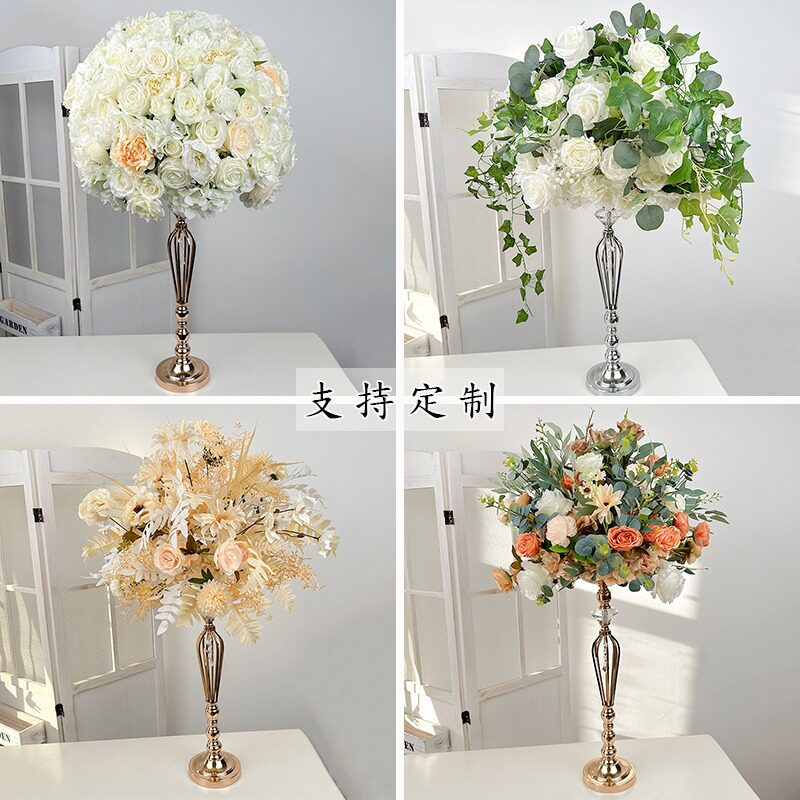 新款绣球玫瑰花球婚礼舞台餐桌布置仿真花橱窗展厅装饰假花路引花