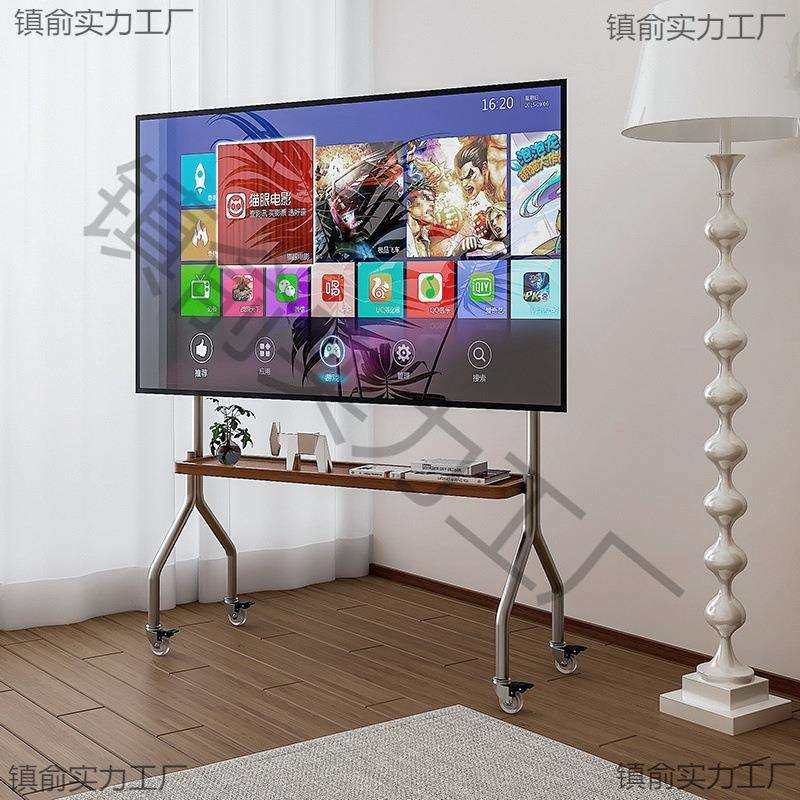 不锈钢可移动电视落地支架挂架适用43到80英寸带轮客厅卧室推车