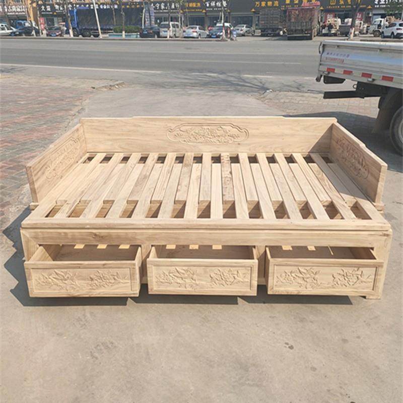 推拉伸缩新中式罗汉床榻实木仿古客厅小户型沙发白茬白胚工厂