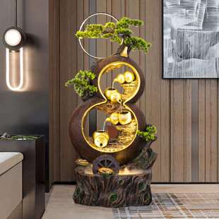 葫芦假山流水生财喷泉摆件办公室客厅家居装饰风水轮循环水景落地