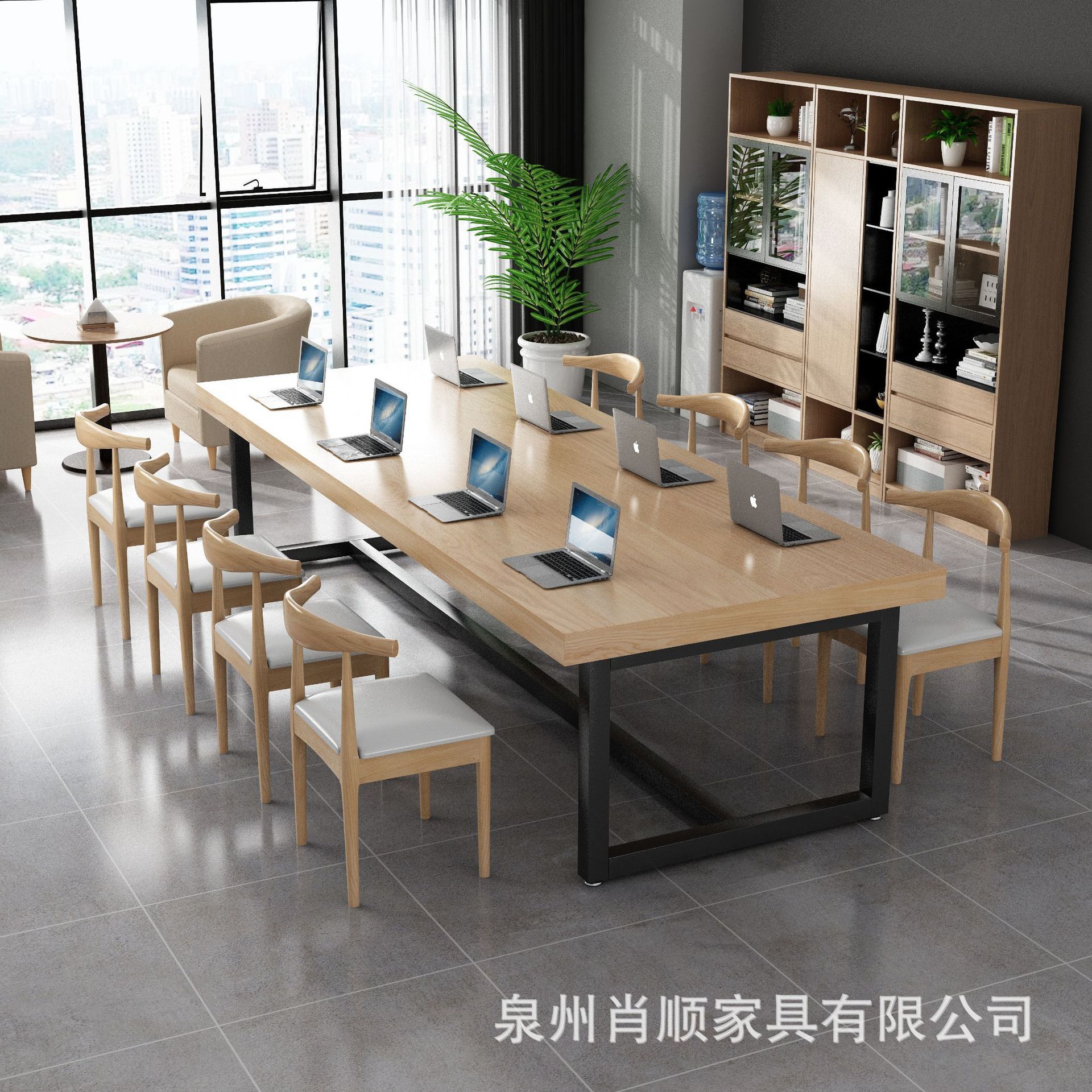 实木办公桌长桌现代简约长方形职员洽谈培训会议桌办公室大板桌