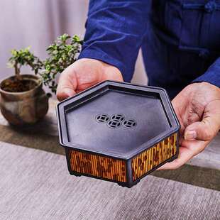 湘妃竹锡制壶承复古手工茶盘茶海干泡茶台储水托盘潮州茶具湘妃