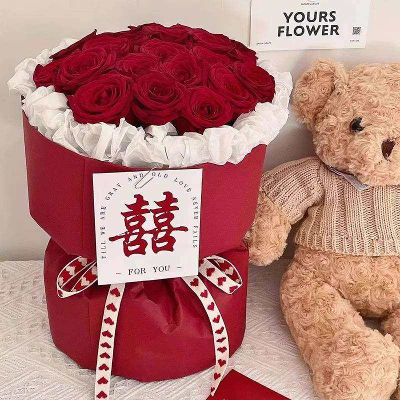 永生手捧花订婚花束喜嫁红玫瑰成品香皂花送女朋友闺蜜结婚领证花