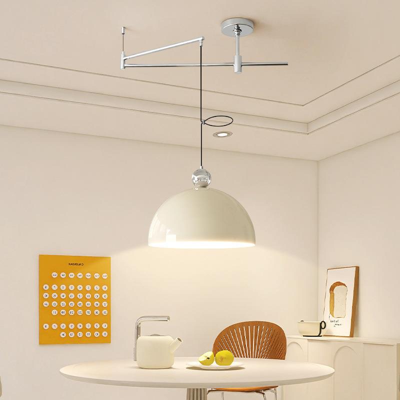 新款护眼餐厅吊灯现代简约奶油风可移位摇臂餐桌吧台饭厅灯具中山
