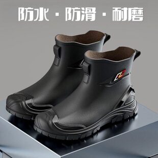 日本户外雨靴防滑 防水胶鞋 男款 雨鞋 男耐磨高档工作软底钓鱼水鞋