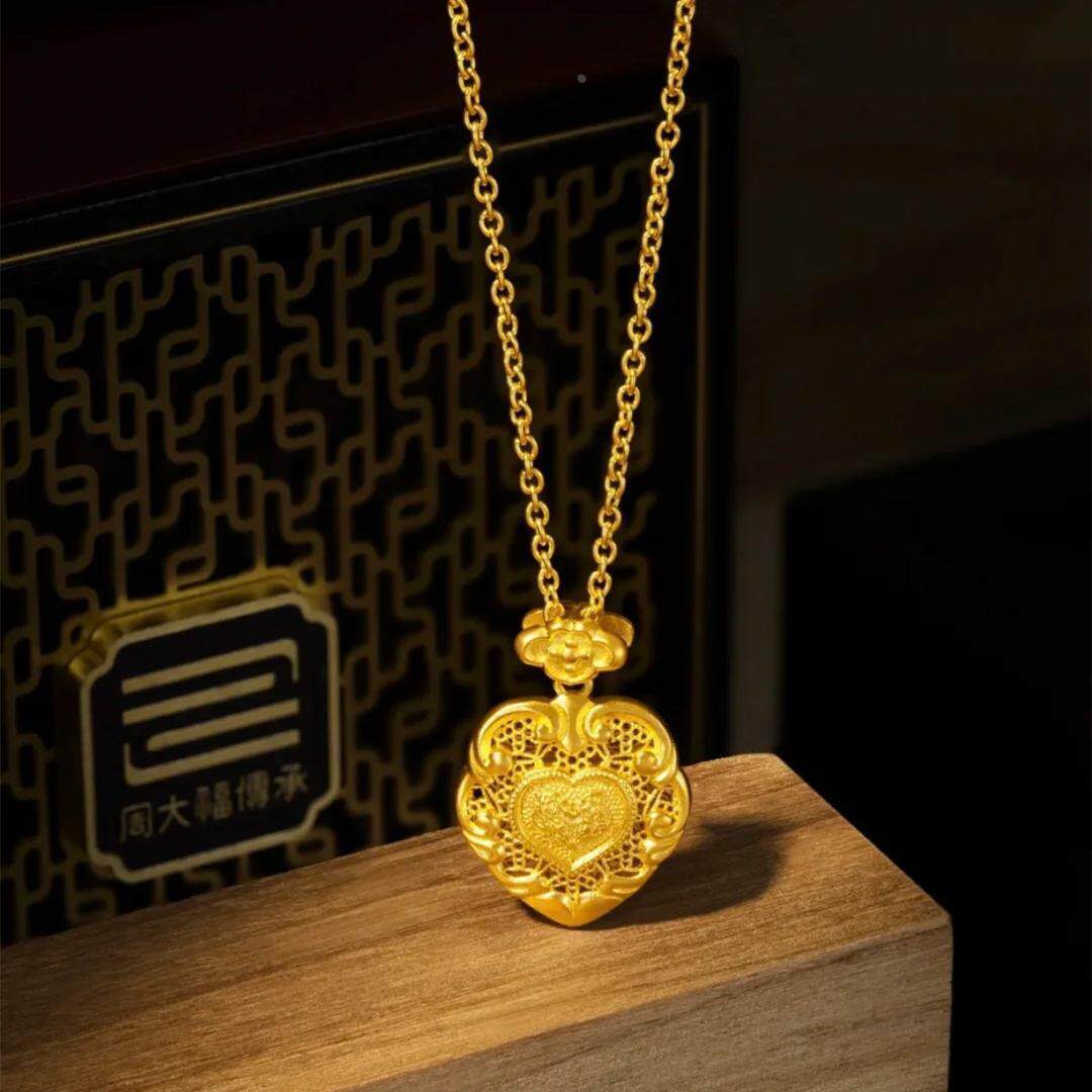 周大福代购克减100足金黄金项链传承盛世华彩心意f233042专柜正品