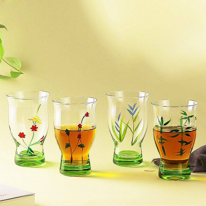 日式梅兰竹菊玻璃杯水晶清酒杯手绘茶杯刻花小酒杯套装闻香杯家用,餐饮具,异形/个性酒杯,淘宝优惠券,粉丝福利购,淘宝优惠卷