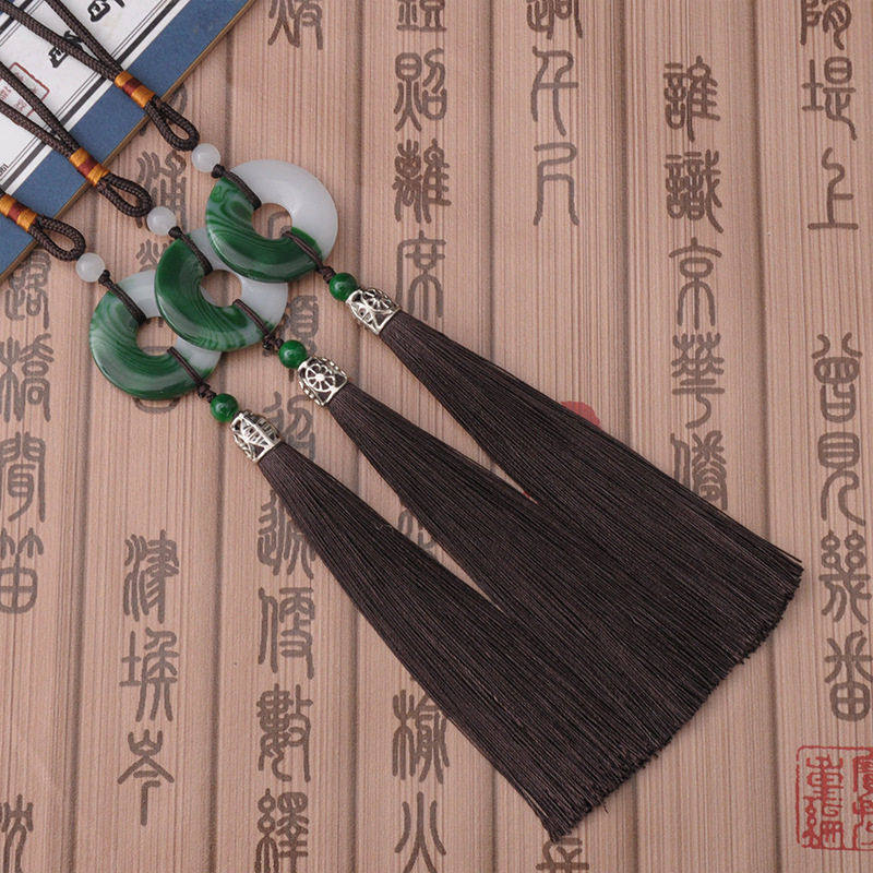 双色平安扣流苏挂件汉服腰佩仿玉车挂窗帘抱枕桌旗红木家具装饰品