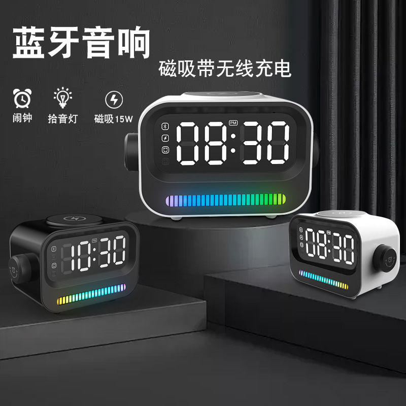 AI音响智能语音无线播报器 网红带屏定时闹钟迷你塑料蓝牙音箱