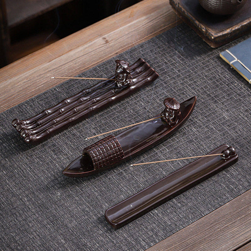 陶瓷线香插盒渔翁垂钓竹排香座家用创意新款卧香檀香沉香线香摆件,家居饰品,香薰炉,淘宝优惠券,粉丝福利购,淘宝优惠卷