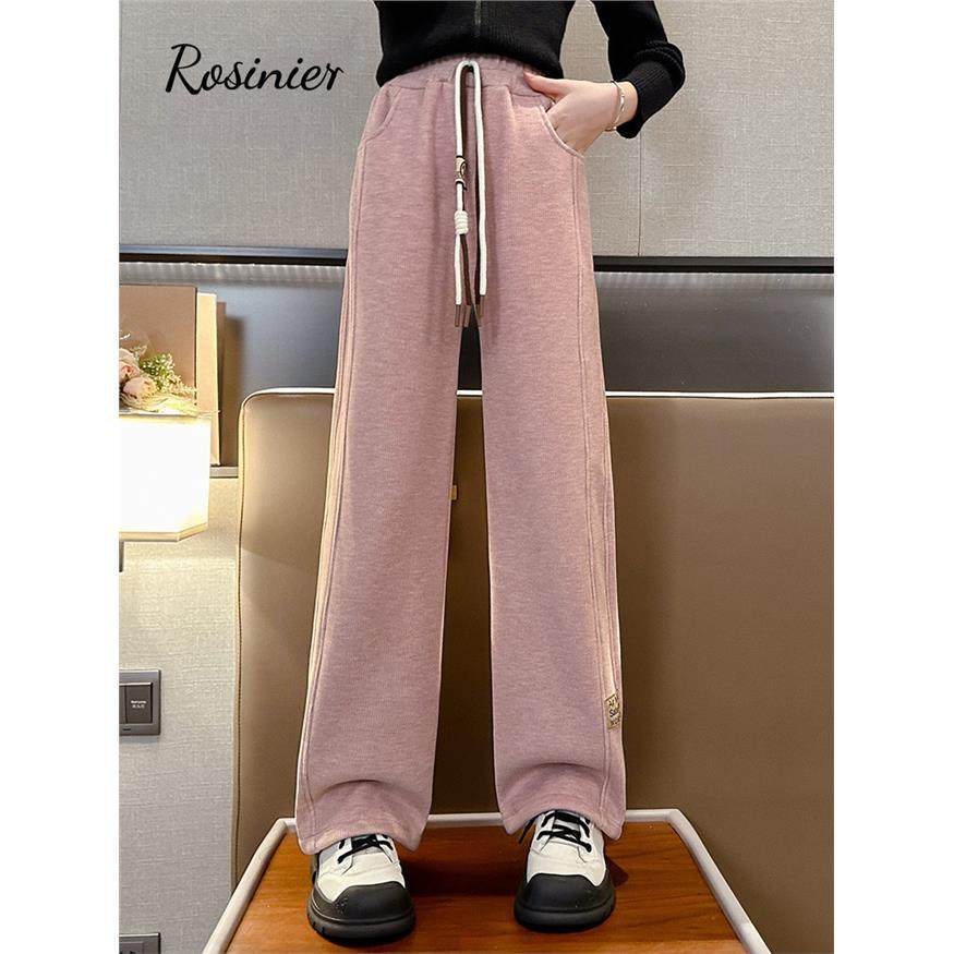 韩国ROSINIER女童加绒裤子秋冬款儿童中大童加厚直筒裤冬季阔腿裤