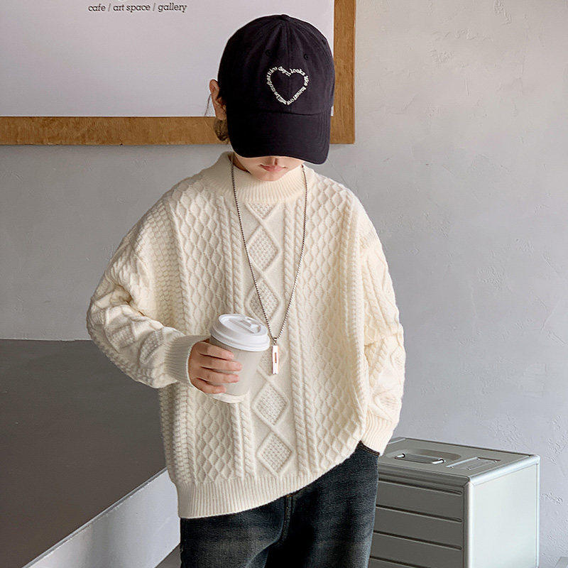 Jkids韩国男童毛衣秋冬2025新款大童儿童冬季内搭加厚针织打底衫