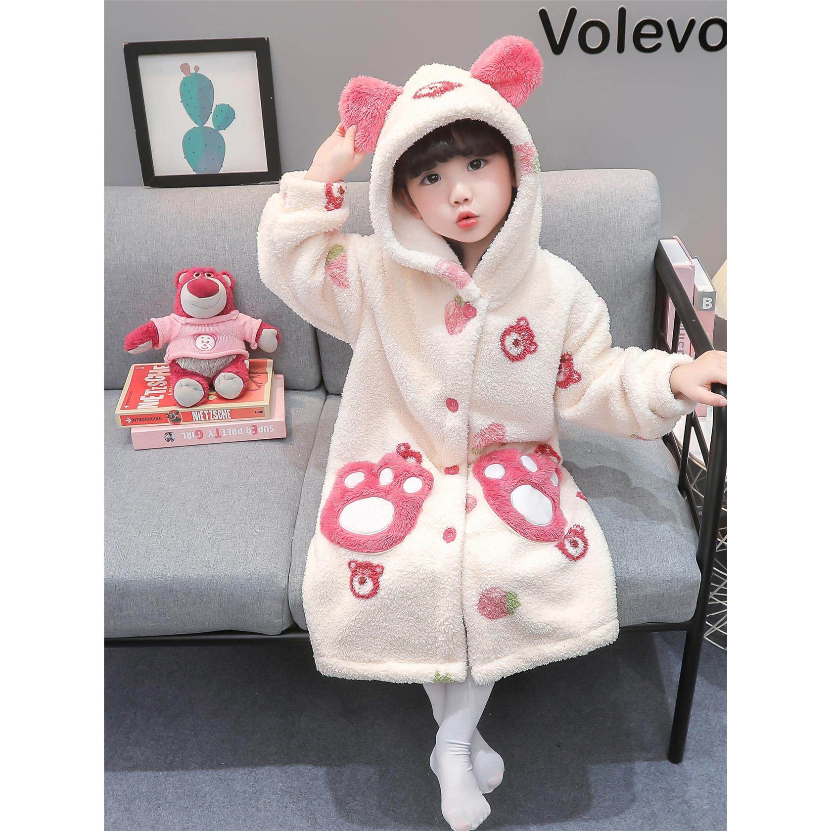 Annakids韩国潮牌女孩睡袍秋冬季加厚睡衣法兰绒浴袍珊瑚绒家居服,童装/婴儿装/亲子装,家居袍/睡袍,淘宝优惠券,粉丝福利购,淘宝优惠卷