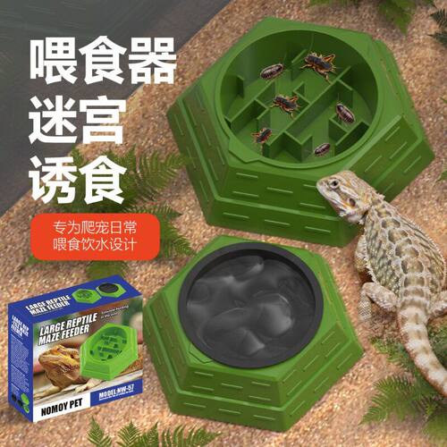 食盆水盆蜥蜴守宫鬃狮面包虫杜比亚蟋蟀六边形诱食捕食迷宫喂食器