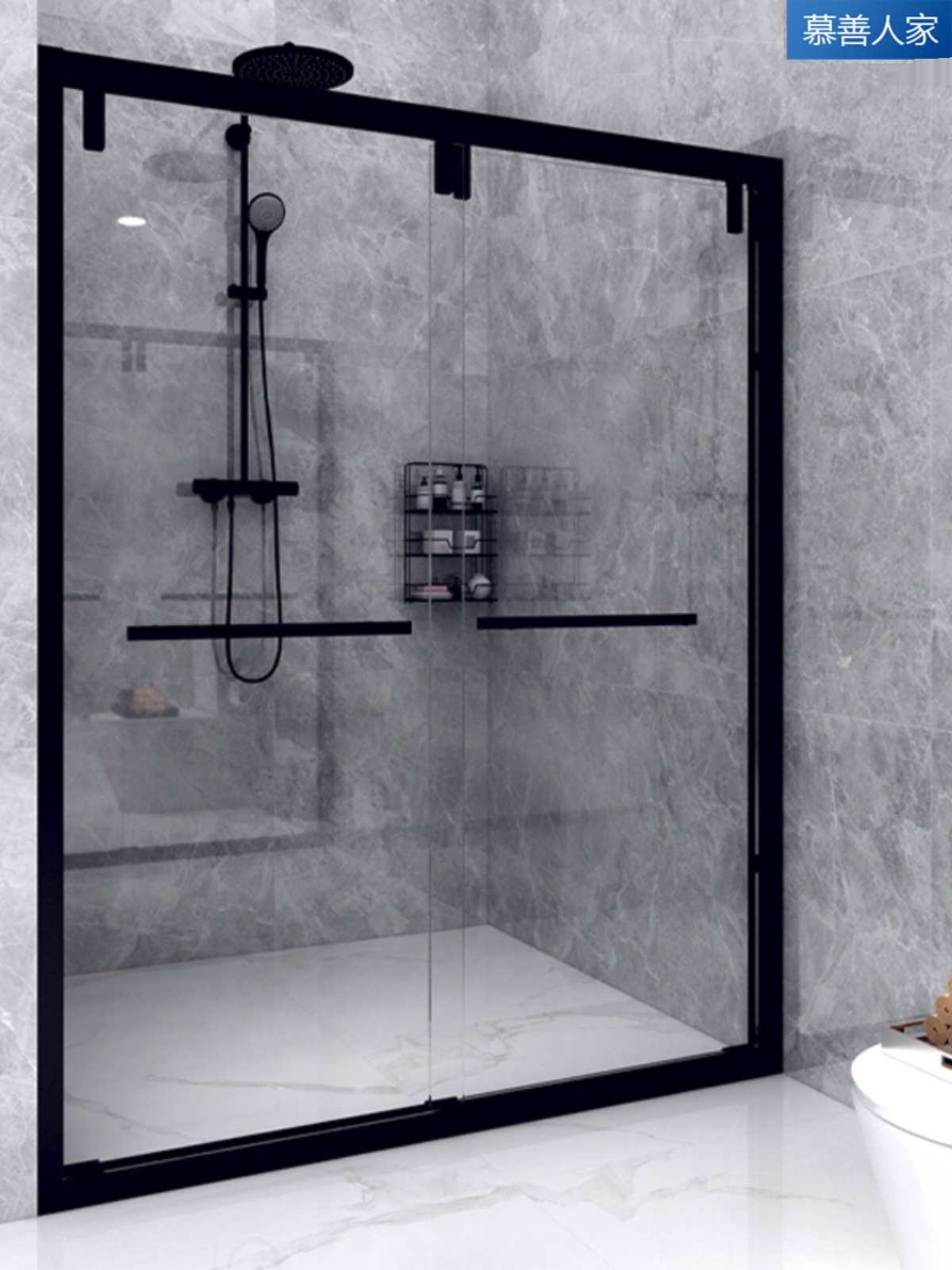 定制网红整体淋浴房 L型家用简易不锈钢移门浴室玻璃隔断一体式洗