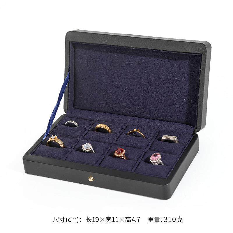 高档简约高档欧便携式皮质时尚8位戒宝指盒收纳盒项炼盒耳钉首饰