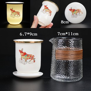 嵐宮窯小鹿茶具茶壺單壺蓋子旅行陶瓷玻璃公道杯沖泡器紅茶泡茶器