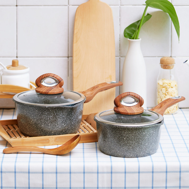 精选嘉士厨奶锅麦饭石不粘家用燃气电磁炉通用宝宝辅食锅热牛奶泡