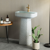 洗面盆 洗脸盆户外洗手盆庭院立柱盆一体落地式 立式 台盆柱盆立柱式