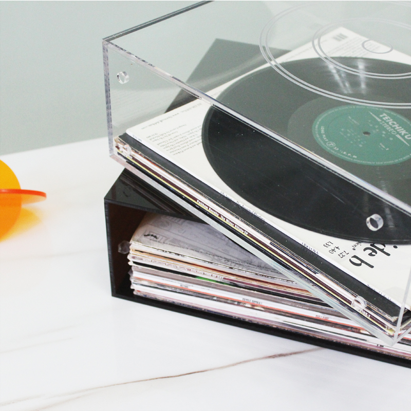 黑胶怀旧唱片收藏架LP胶片存放盒大容量亚克力整装12寸碟片收纳箱