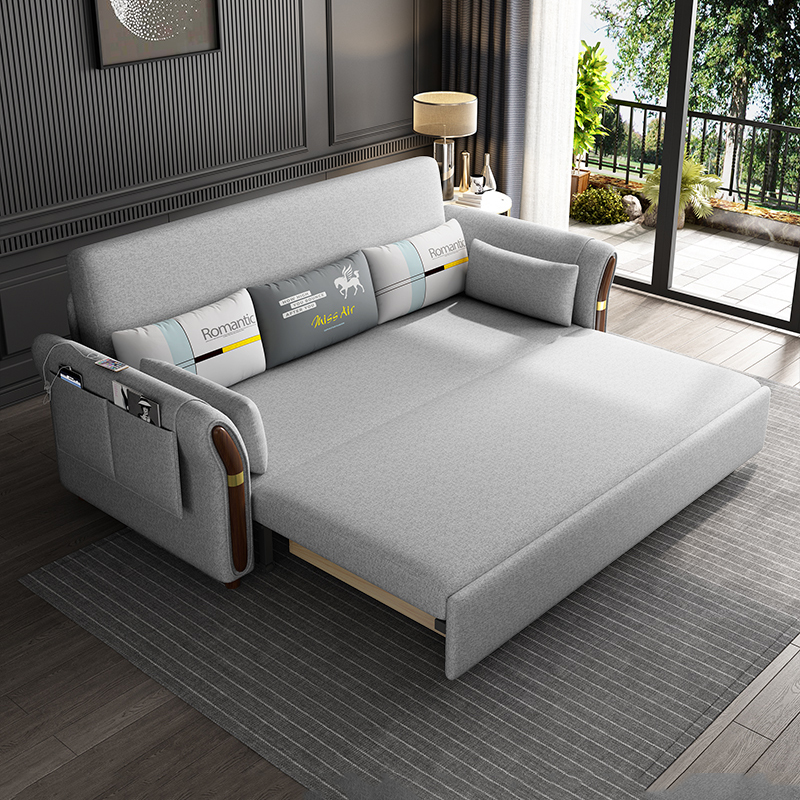 折叠沙发床两用客厅双人1.8米 多功能推拉小户型三人2米长折叠床