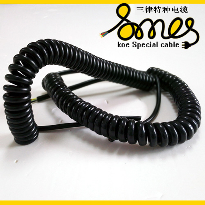 4芯螺旋电缆弹簧线四心0.3平方4*0.5mm4x0.75和4*1mm2和1.5平方