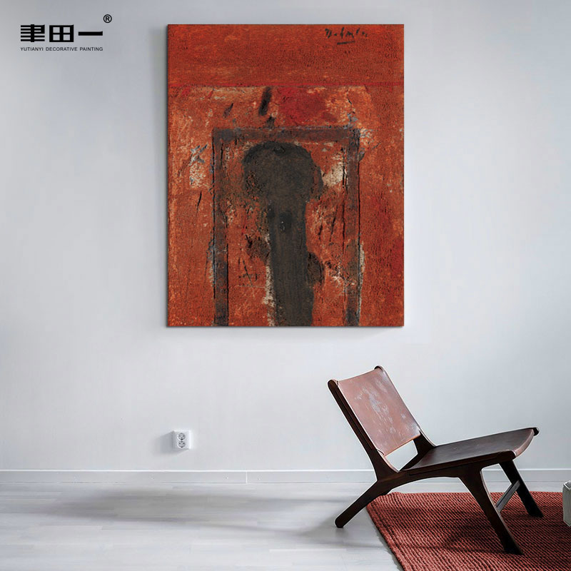 侘寂风简约抽象装饰画玄关工业风壁画客厅沙发背景叙利亚风格挂画图片