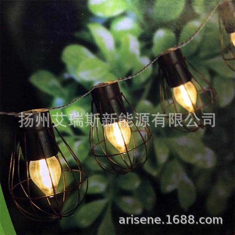 太阳能铁笼灯 太阳能装饰灯 复古金属铁罩太阳能灯串 LED灯串