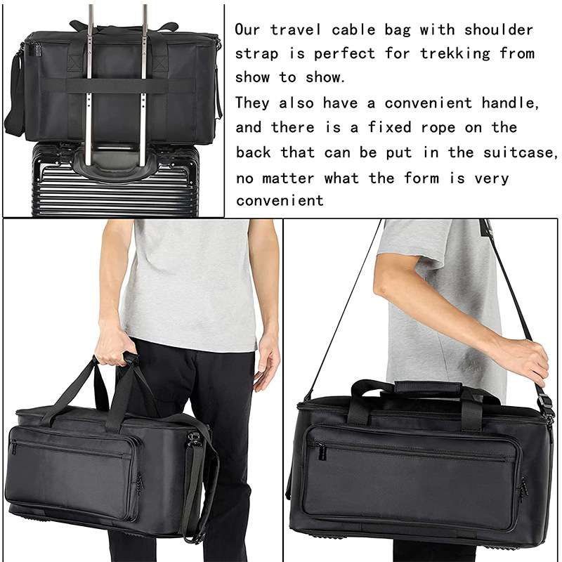 跨境电商大容量黑色隔层旅行吉他配件携带便携DJ麦克风斜跨收纳袋