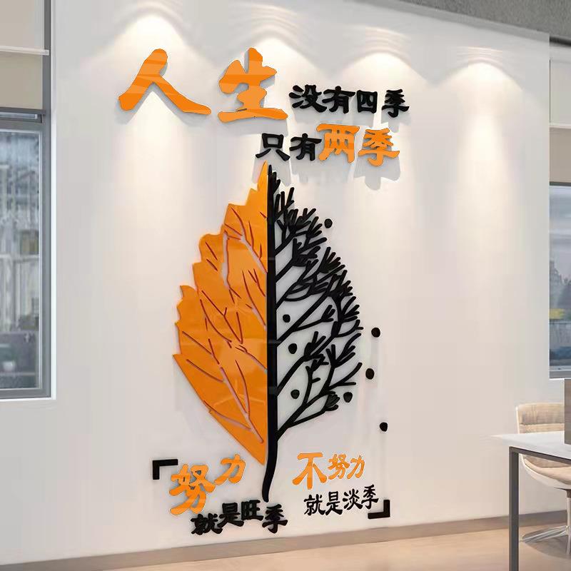办公室企业文化墙面装饰创意设计公司背景形象布置励志标语贴纸画