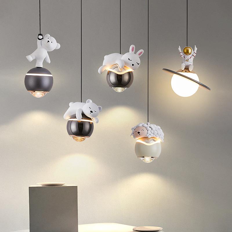 北欧卧室长线小山丘吊灯现代简约玄关儿童房床头升降吊灯卡通新款