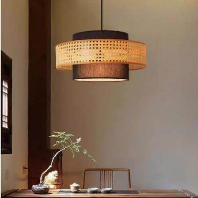 东南亚风格吊灯复古新中式餐厅饭店民宿茶室灯饰客厅卧室藤艺灯具
