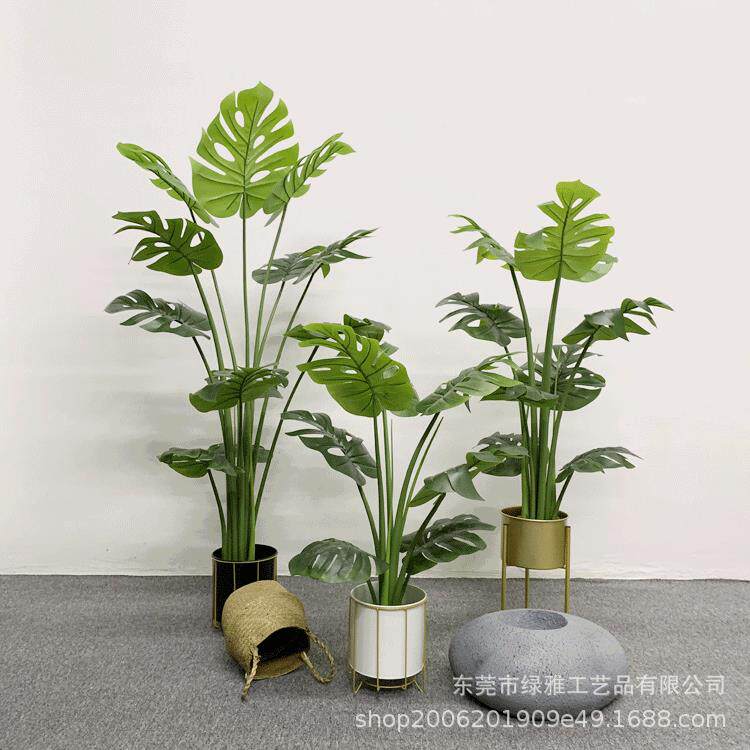 仿真绿植龟背竹盆栽龟背叶旅人蕉室内装饰假树北欧假绿植落地盆栽