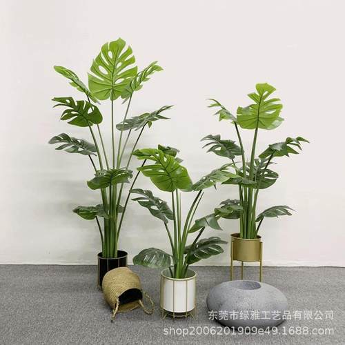 仿真绿植龟背竹盆栽龟背叶旅人蕉室内装饰假树北欧假绿植落地盆栽