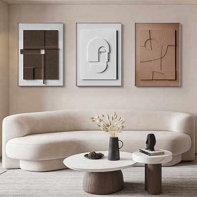 几何形塑侘寂风抽象客厅装饰画沙发背景墙画奶油风壁画高级感挂画