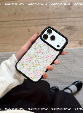 XANMSHOW希木秀· 小野花浮雕苹果手机壳iphone17promax原创ins简约时尚16promax手机壳15promax
