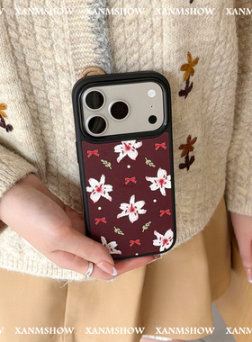 XANMSHOW希木秀·丝绒百合苹果浮雕磁吸手机壳iphone17promax原创时尚ins简约花卉手机壳16pro手机壳15promax