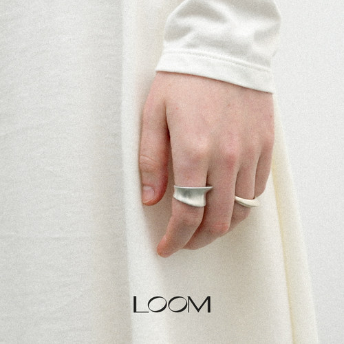 LOOM哑光纯银流动结构宽面戒指不规则小众品牌高级百搭气质叠戴戒