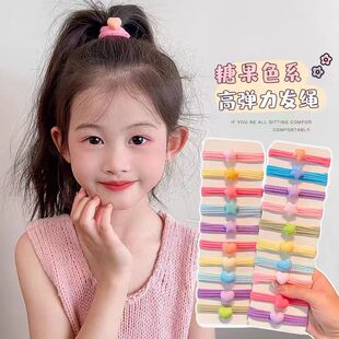小女孩扎头发的新款头绳女扎马尾高弹力耐用发绳儿童糖果色发圈