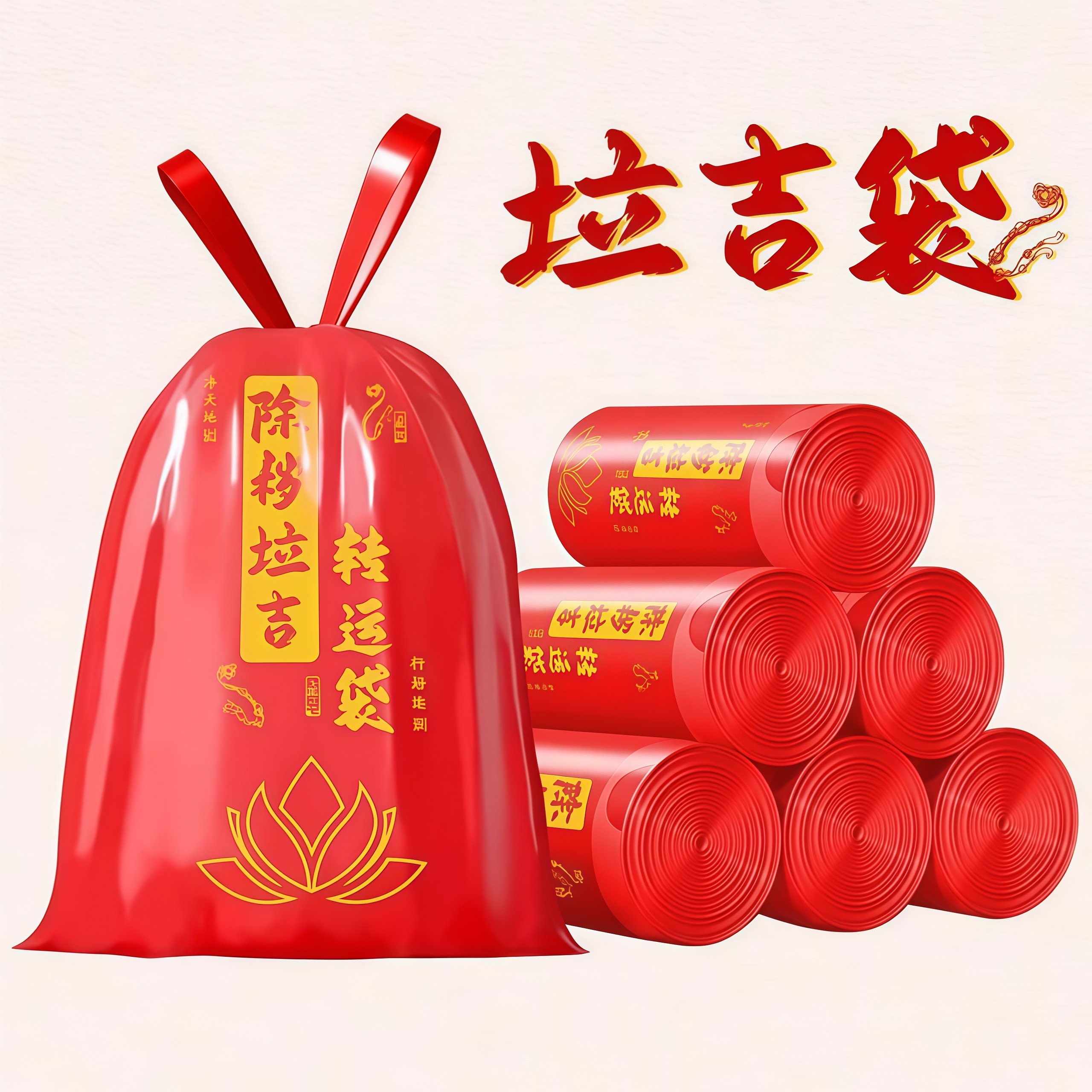 除秽拉吉转运袋垃圾袋红色除秽垃圾转运袋吉祥垃圾袋提绳加厚免撕,家庭/个人清洁工具,家用垃圾袋,淘宝优惠券,粉丝福利购,淘宝优惠卷