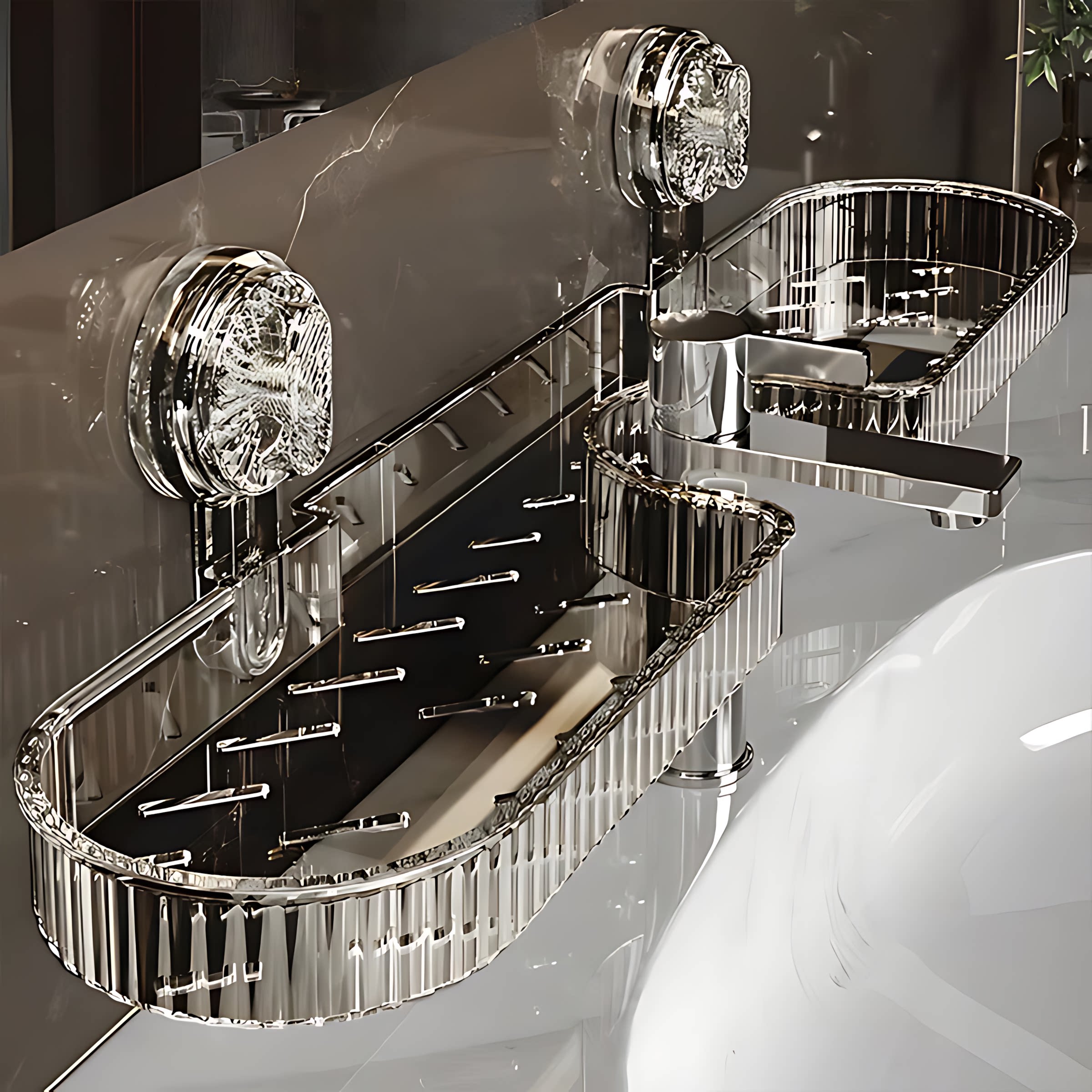 吸盘水龙头置物架卫生间免打孔浴室洗手池洗漱台壁挂式收纳架挂架